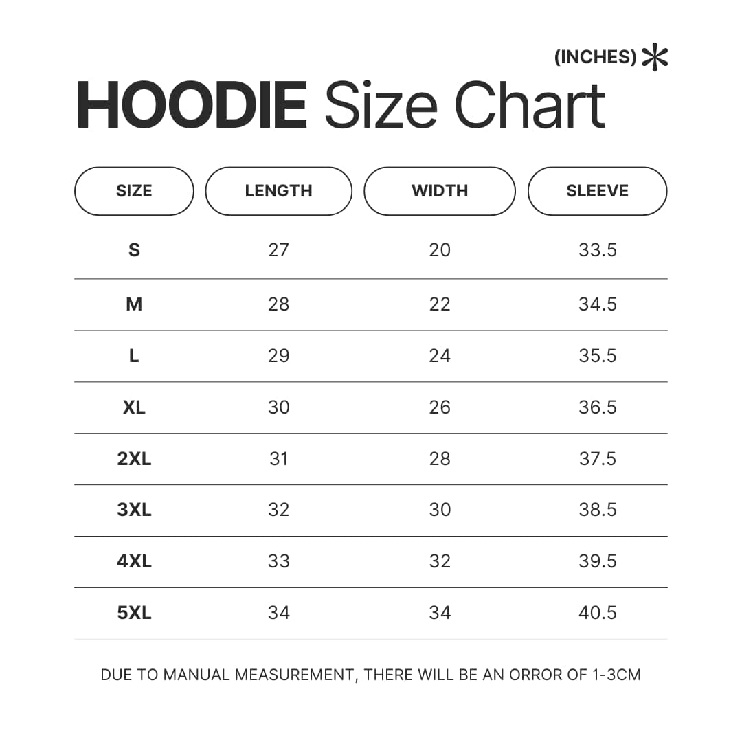 Hoodie Size Chart - BigBang UK Shop