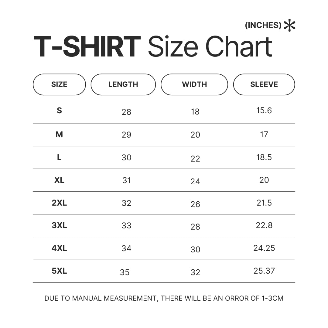 T shirt Size Chart - BigBang UK Shop