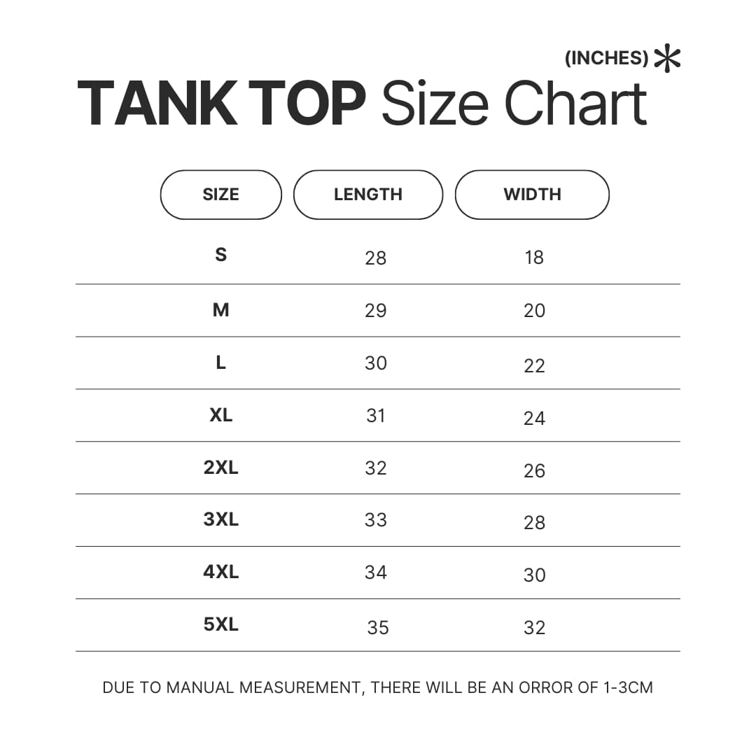 Tank Top Size Chart - BigBang UK Shop