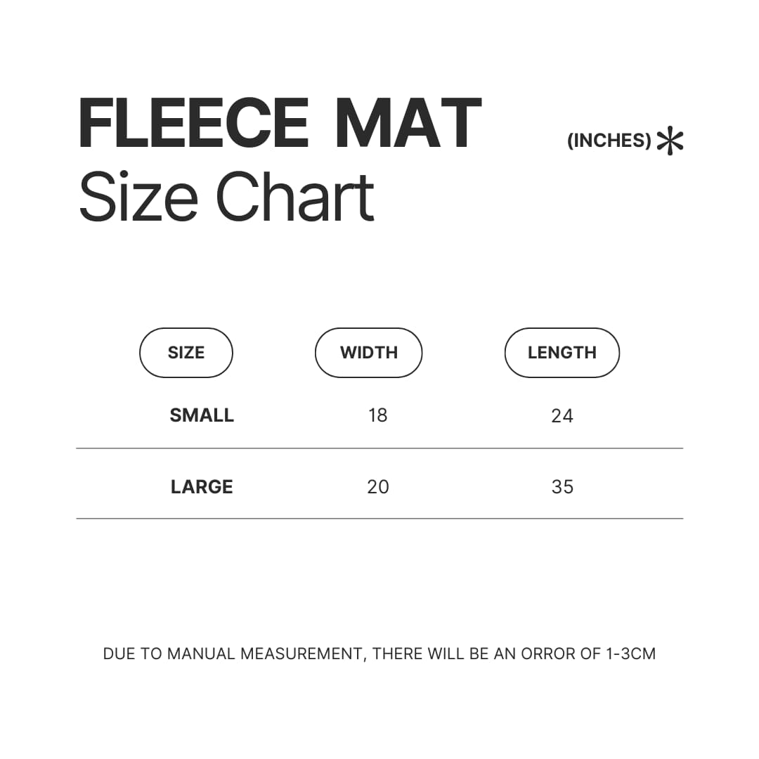Fleece Mat Size Chart - BigBang UK Shop